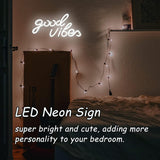 Good Vibes Neon Sign, LED Neon Signs for Wall Decor, White Neon Lights for Bedroom & Party