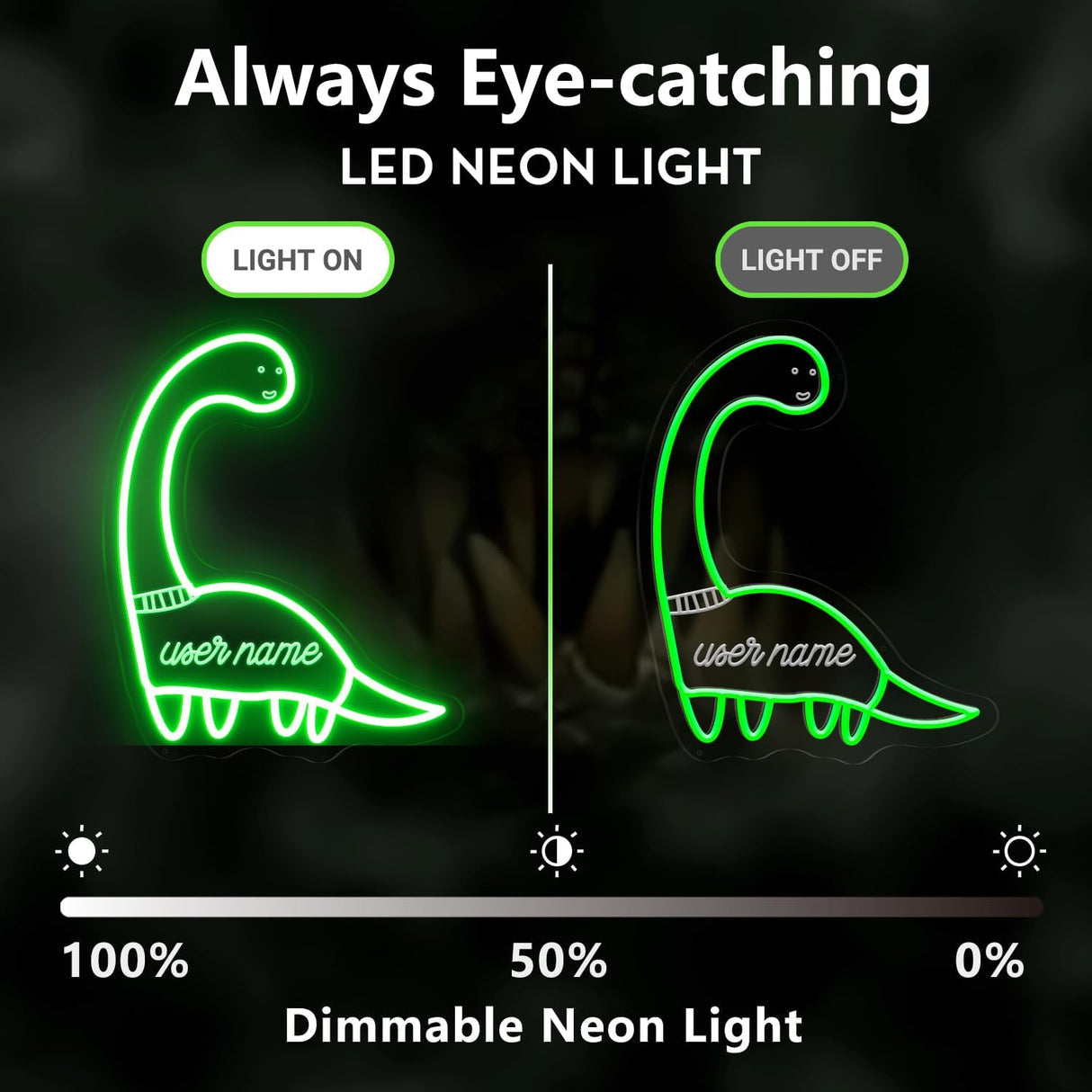 Custom Name Kids Night Light, Dinosaur Room Decor, USB-Powered Nursery Lamp,