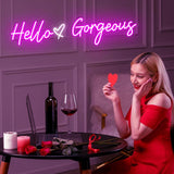 30 Inch Large Hello Gorgeous Neon Sign, 12V Pink Hello Beautiful Led Neon Light for Wedding