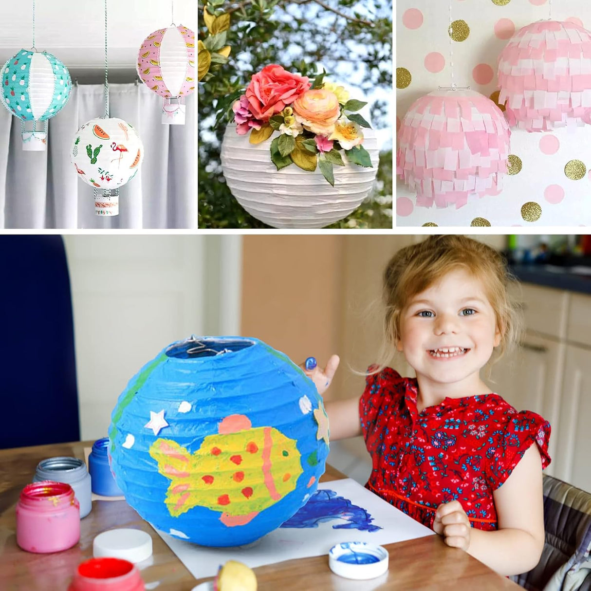 12-Inch White Paper Lanterns，Hanging Round Chinese Paper Lanterns, Decoration for Party Wedding Anniversary (10pcs, White)