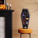 Qmetalart Coffin Shelf with Acrylic Dust Cover, Wooden Gothic Decor for Display or Storage Rocks Mini Figures,
