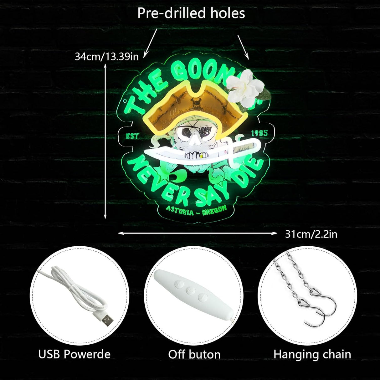 The Goo.nies Never Say Die Neon Signs for Wall Decor Game Neon Lights