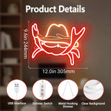 Neon Sign with Hat - Western-Themed LED Crab Wall Art for Seafood Restaurants