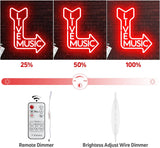 Live Music Neon Sign for Wall, Remote Dimmer Red Live Music LED Neon Light Sign for Concert Festival