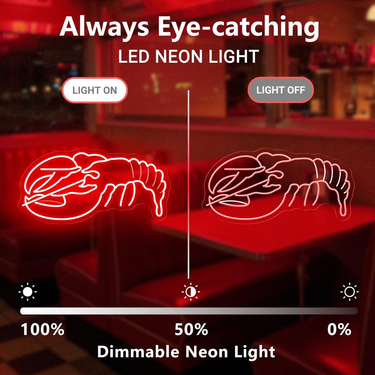 Lobster Neon Sign - Handcrafted LED Wall Art Neon Light for Restaurants,