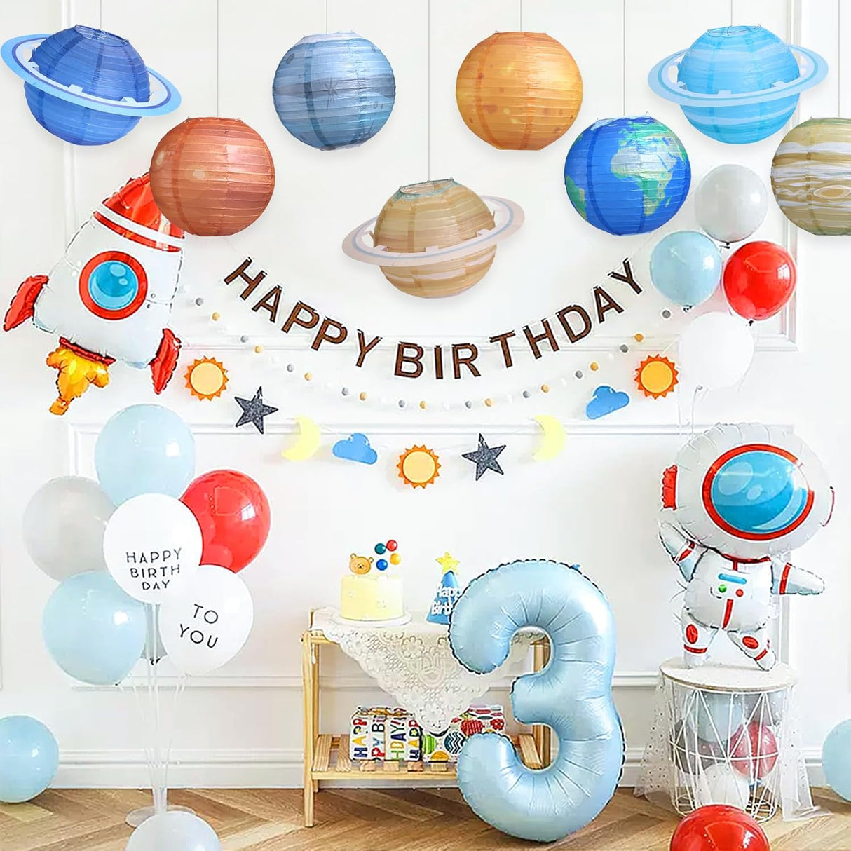 8 pcs Planet Paper Lanterns,10 inch Outer Space Party Decorations, Solar System