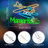 Beer Neon Signs for Wall Decor Mar.garitaville Airplane Neon Lights