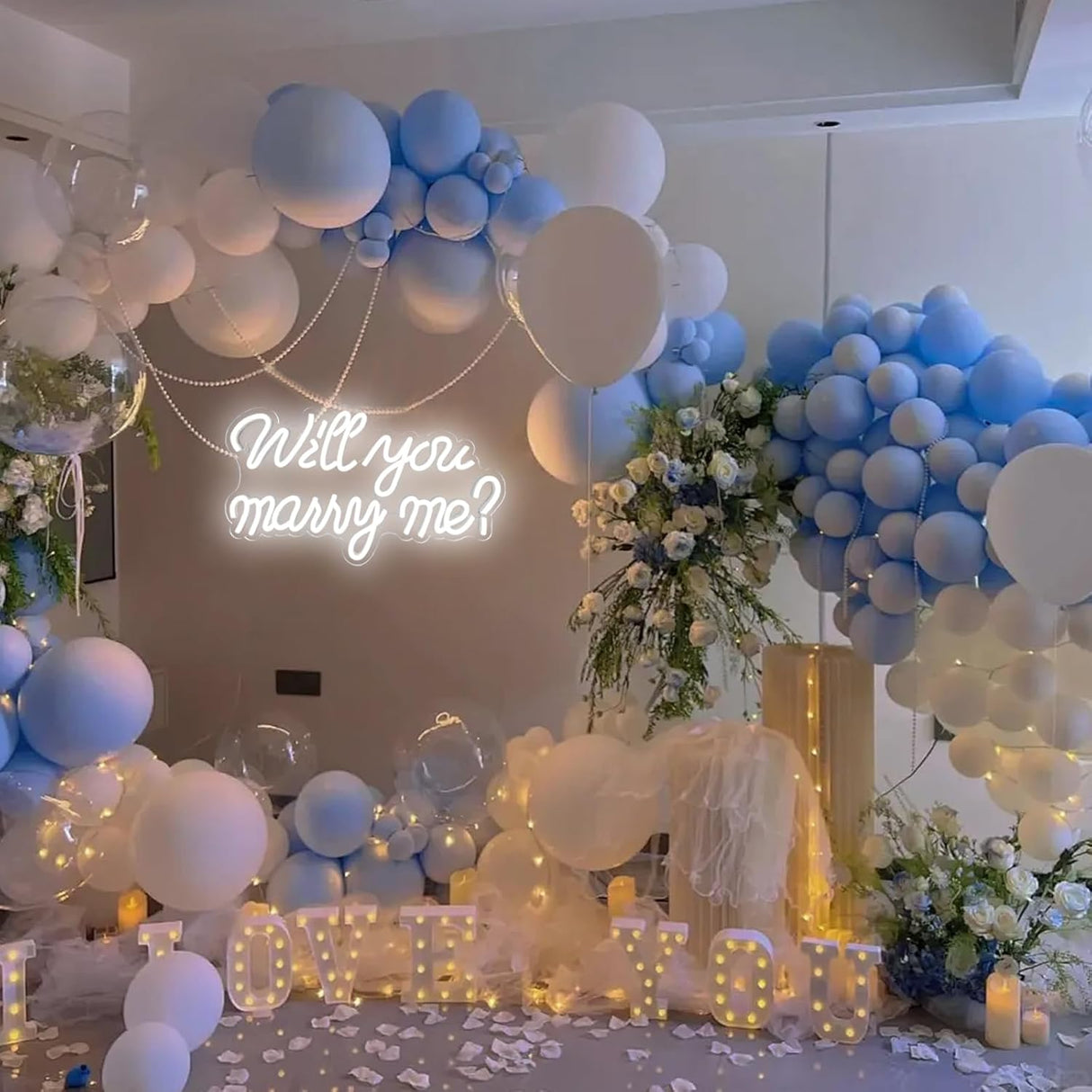 Will You Marry Me Neon Sign, LED Neon Light for Proposal Engagement Art Decor