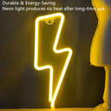 Neon Signs Lightning Bolt Neon Light Sign for Wall Decor, Battery or USB Powered Led Lightning Light Neon Sign for Bedroom