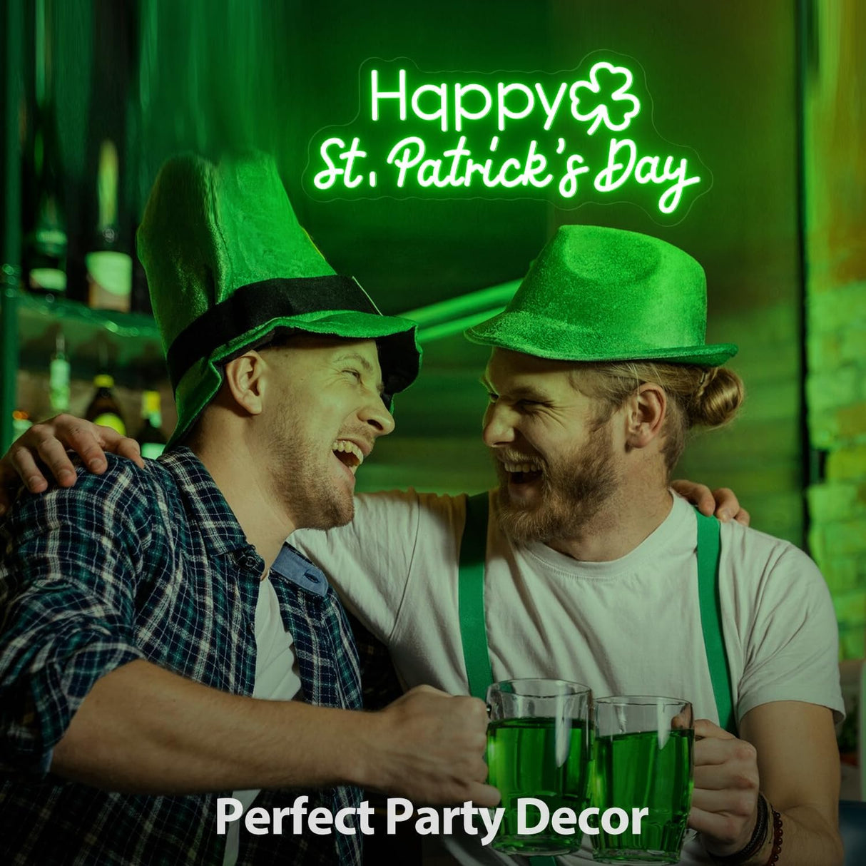 Happy St. Patrick's Day Shamrock Neon Sign Party Wall Decor LED Sign for St