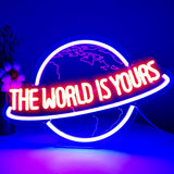 Remote Dimmer Planet LED Neon Light Lamp for Wall Decor, USB Power for Man Cave Home Bar Bistro Club