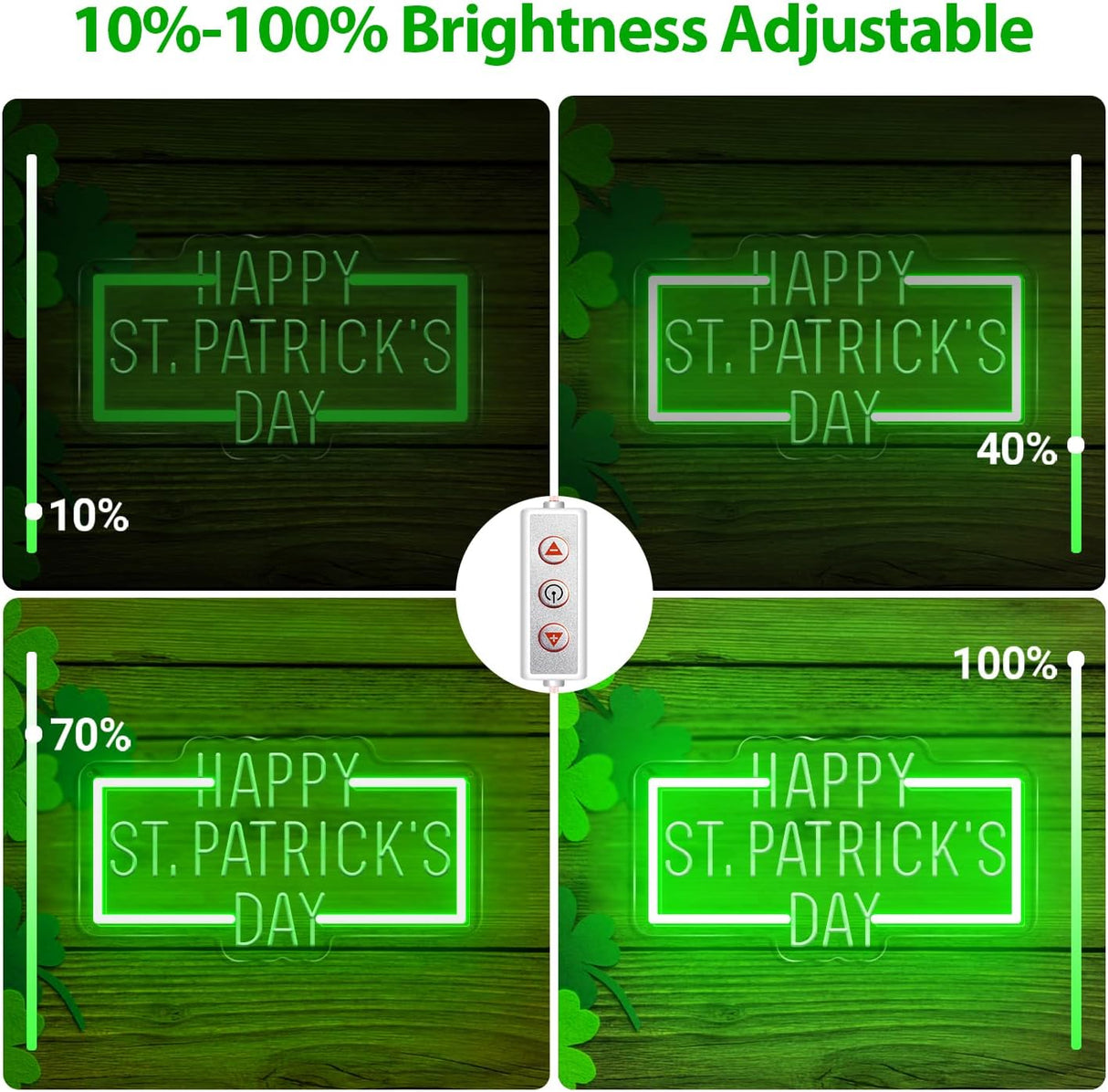 Happy St. Patrick's Day Neon Sign Party Wall Decor LED Sign for Gift, USB Powered
