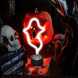 Halloween Ghost Neon Sign, Halloween Decoration LED Ghost Neon Light Sign with Base,
