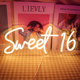 Sweet 16 Neon Sign USB Powered with Dimmer Switch Neon Lights for Girls Room Home Art Wall Decor