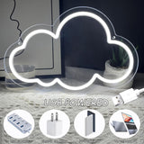 Cloud Neon Sign Cute White Clouds LED Light Sign for Wall,Dimmable USB Floating Clouds