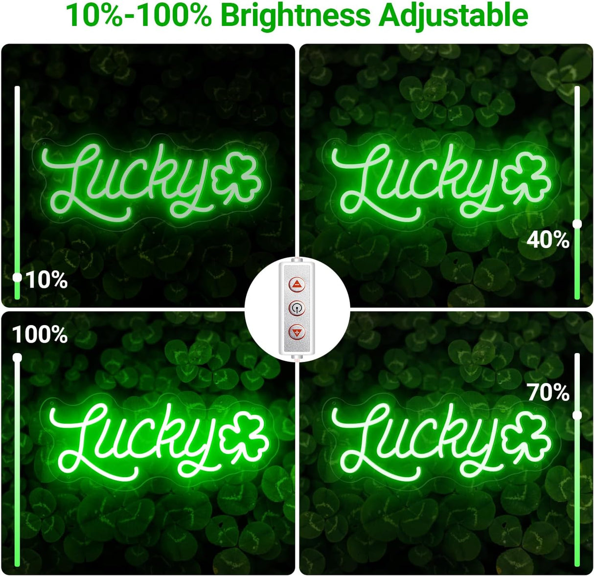 Lucky Shamrock Neon Sign Party Wall Decor LED Sign for St. Patrick's Day Gift, USB Powered