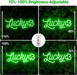 Lucky Shamrock Neon Sign Party Wall Decor LED Sign for St. Patrick's Day Gift, USB Powered