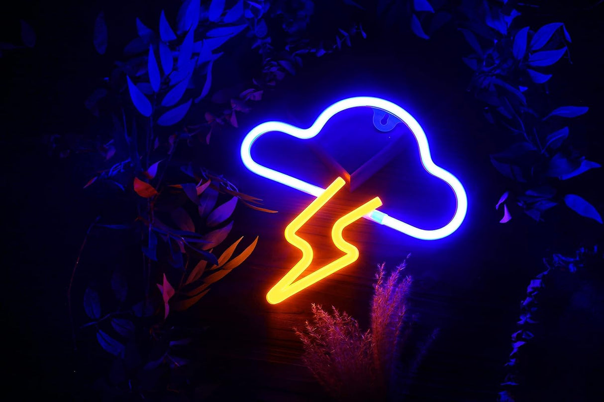 Neon Sign LED Cloud Lightning Neon Signs for Wall Decor Hanging Neon Light Battery or USB Powered