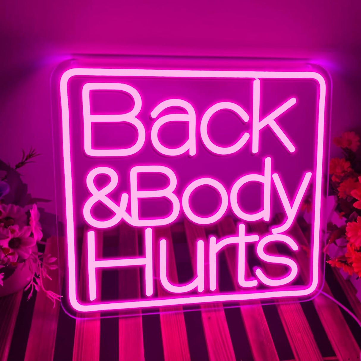 Back and Body Hurts Mug Neon Sign,Dimmable Funny Mom Coffee Mug Neon Light,