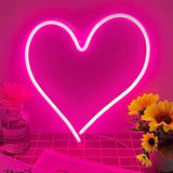 Pink Heart Neon Sign, Neon Heart Light for Wall Decor, Love Hearts LED Light up Sign 13.4×13 Inch Dimmable