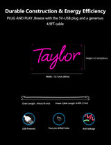 Taylor Neon Sign,15.7 Inch Giant Taylor Light up Sign - Cool Neon Light Wall Decor for Home Karaoke Bar Restaurant Pub Cafe Salon Game Room, USB Powered (15.7 x 8.3 inches, 1Pack)