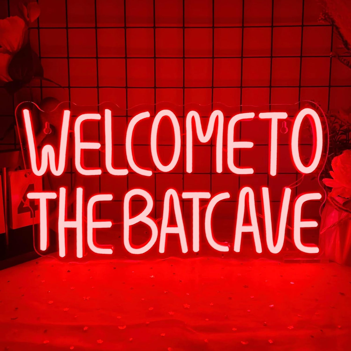 Halloween Bat Neon Signs Welcome to the Batcave Neon Signs for Wall Decor, Dimmable