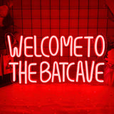 Halloween Bat Neon Signs Welcome to the Batcave Neon Signs for Wall Decor, Dimmable