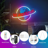 The World is Yours Neon Sign, 7RGB Planet LED Neon Light Lamp for Wall Decor, USB Power for Man Cave Home