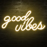Good Vibes Neon Sign for Wall Decor，Powered by USB Neon Light for Bedroom