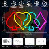 Poker Neon Sign–LED Playing Cards Neon Light for Wall Decor, USB Powered Dimmable