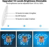 Printed Pug with Ice Blue LED, 11"x12" USB-Powered Acrylic Wall Neon Light for Dog Bedrooms