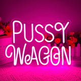 Pussy Wagon Neon Sign, Funny Movie Night Neon Light, Dimmable LED, 14.9 x 10.6 in,