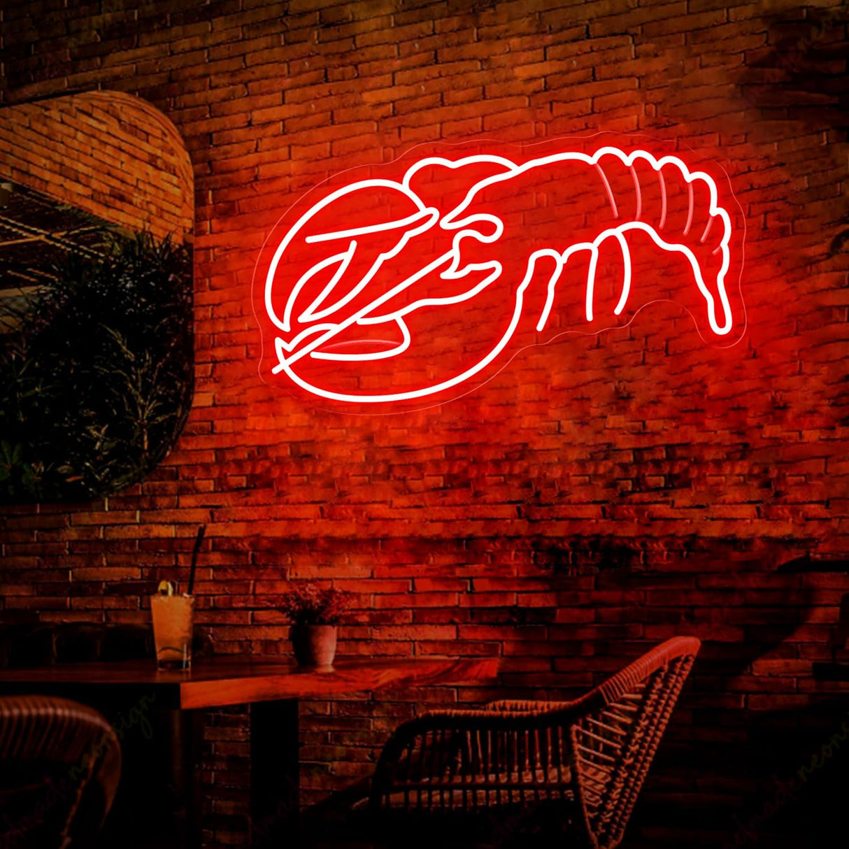 Lobster Neon Sign - Handcrafted LED Wall Art Neon Light for Restaurants,