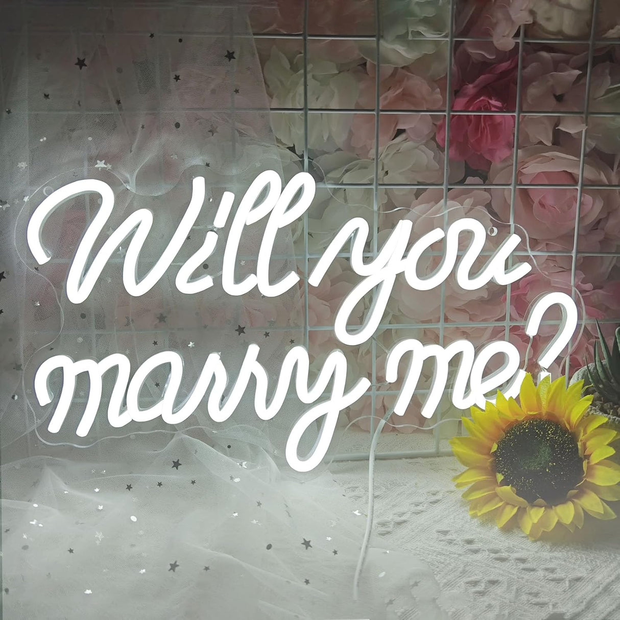 Will You Marry Me Neon Sign, LED Neon Light for Proposal Engagement Art Decor