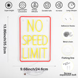 No Speed Limit Neon Sign for Wall Decor, Dimmable Speed Limit Sign in Red Yellow LED Neon