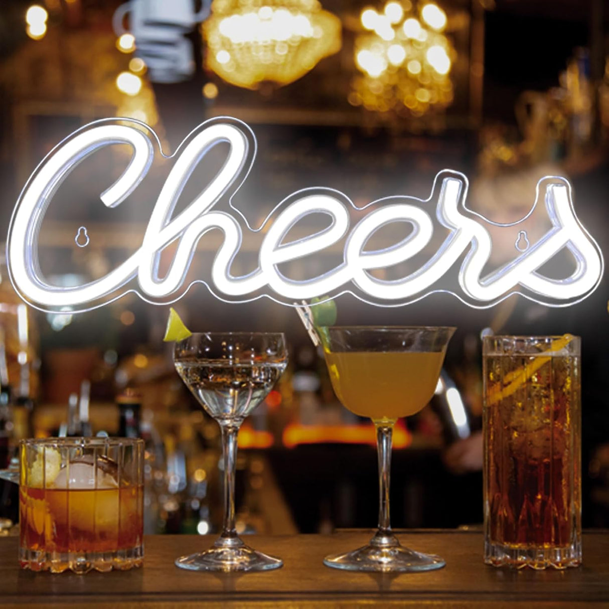 Cheers Neon Sign for Wall Decor, LED Neon Bar Light Sign,USB Powered Wall Neon Light up Sign for