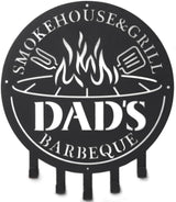 Qmetalart Metal BBQ Sign with Utensil Hangers Smokehouse Wall Art for Outdoor