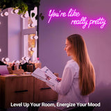 You're Like Really Pretty Neon Sign, Pink Handmade You're Like Really Pretty Led Neon