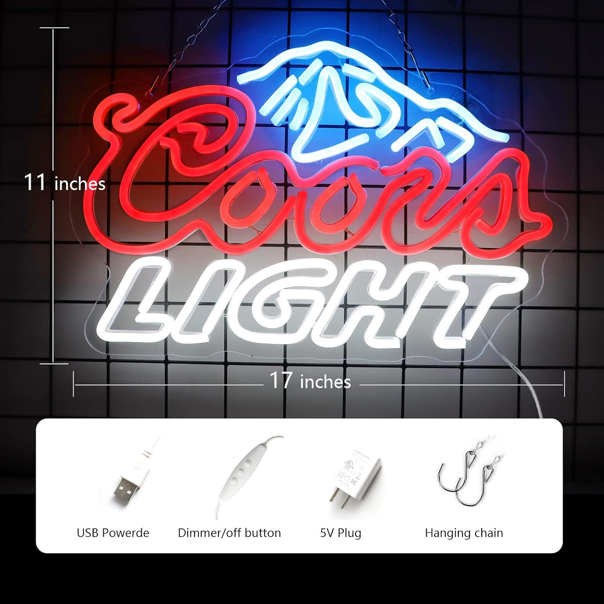 Crs Light Neon Signs 17 * 11 Inch(Azure+Red+White) + Punisher Skull Neon Signs 16.5 * 13 Inch(White)