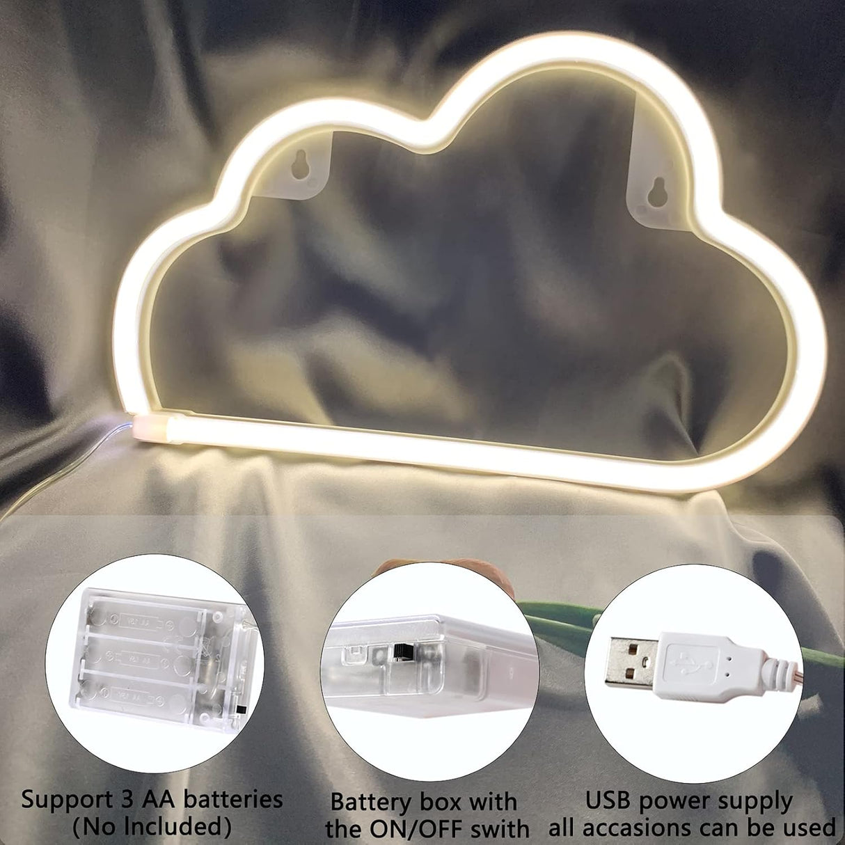 Cloud and Purple Bat Neon Sign Bundled Goods