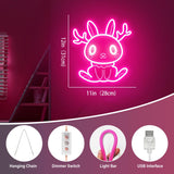 Jackalope Neon Sign, Cute Pink Smiling Jackalope LED Wall Decor for Bedroom Girls Room, 12x11 Inch USB