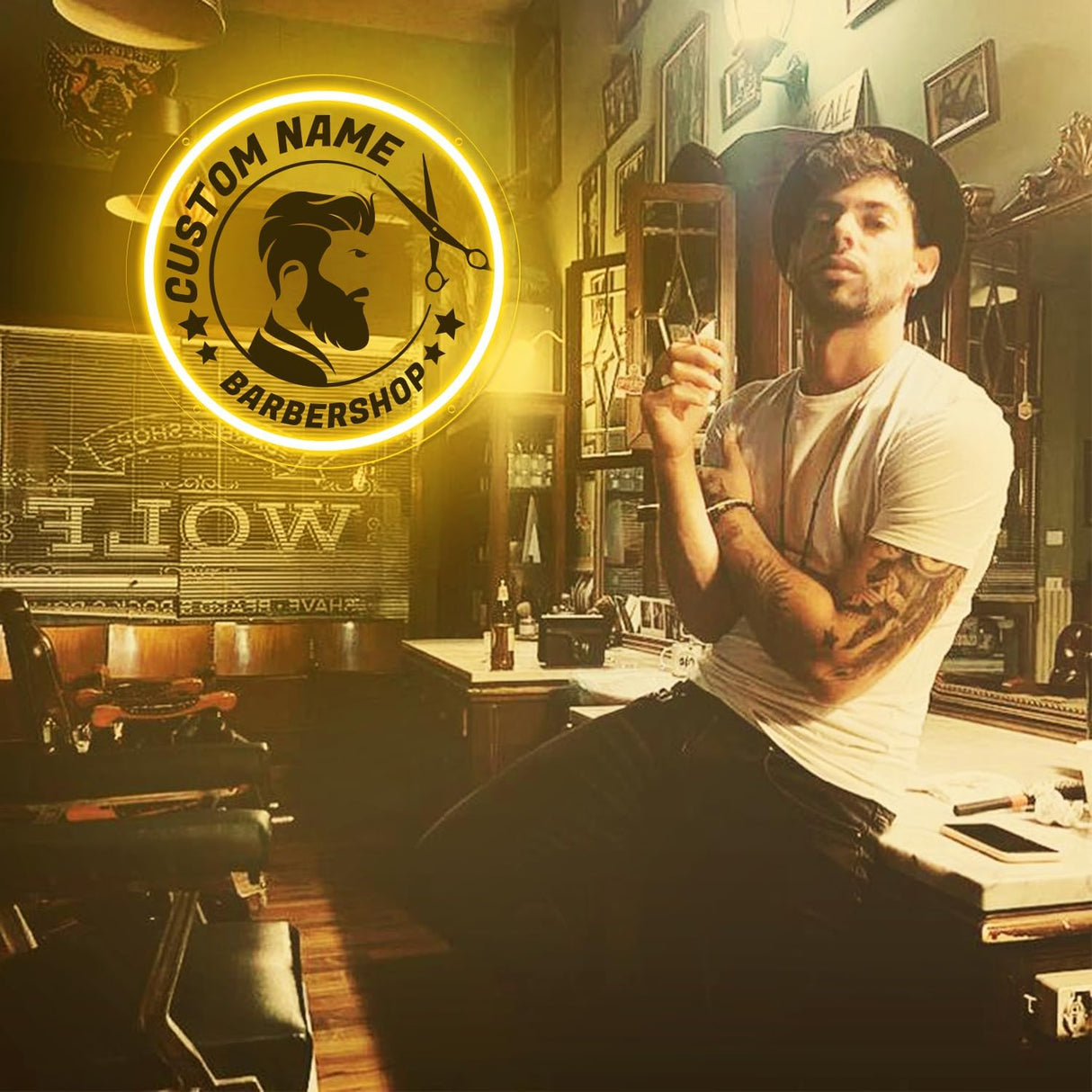 Neon Sign,USB Neon Sign For Hair Salon,3D Engraved Barber’s Opening Welcome led Sign