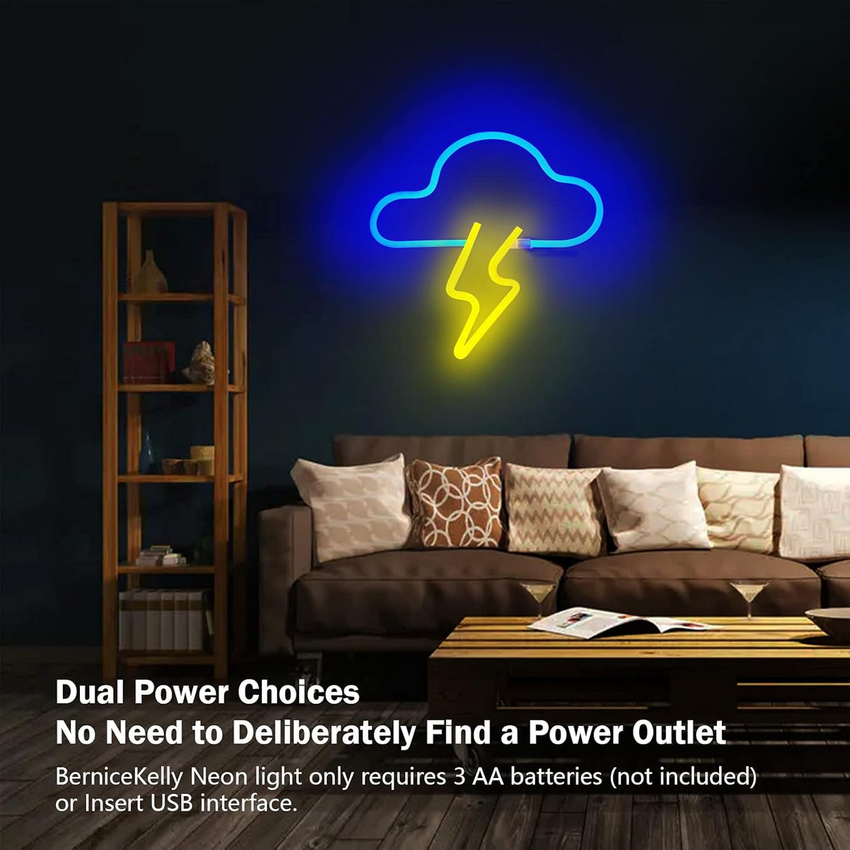 Neon Sign LED Cloud Lightning Neon Signs for Wall Decor Hanging Neon Light Battery or USB Powered