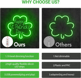 Happy St. Patrick's Day Shamrock Shape Neon Sign Party Decor LED Sign for St. Patrick's Day Decor