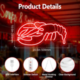 Lobster Neon Sign - Handcrafted LED Wall Art Neon Light for Restaurants,