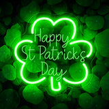 Happy St. Patrick's Day Shamrock Shape Neon Sign Party Decor LED Sign for St. Patrick's Day Decor
