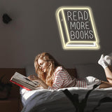 Read More Books Neon Signs for Wall Decor, Dimmable Book Classroom Neon Sign,