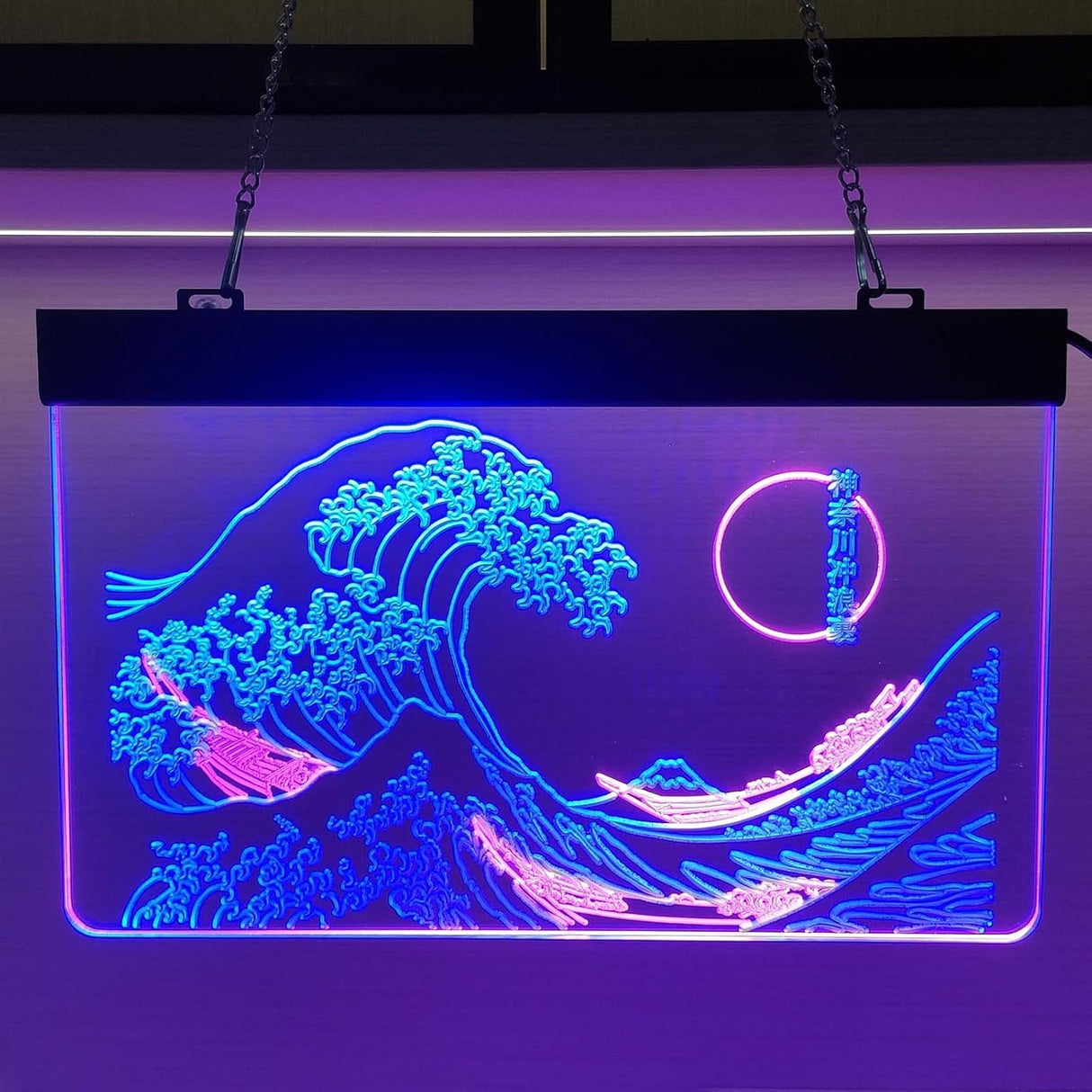 The Great Wave Off Kanagawa Neon Sign for Wall Decor, Handmade Japanese Wave LED Sign