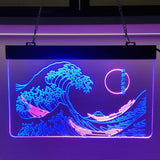 The Great Wave Off Kanagawa Neon Sign for Wall Decor, Handmade Japanese Wave LED Sign