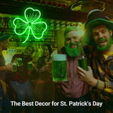 Patrick's Day Party Decoration Gift LED Light, USB Powered Green Clover Shape Wall Decor